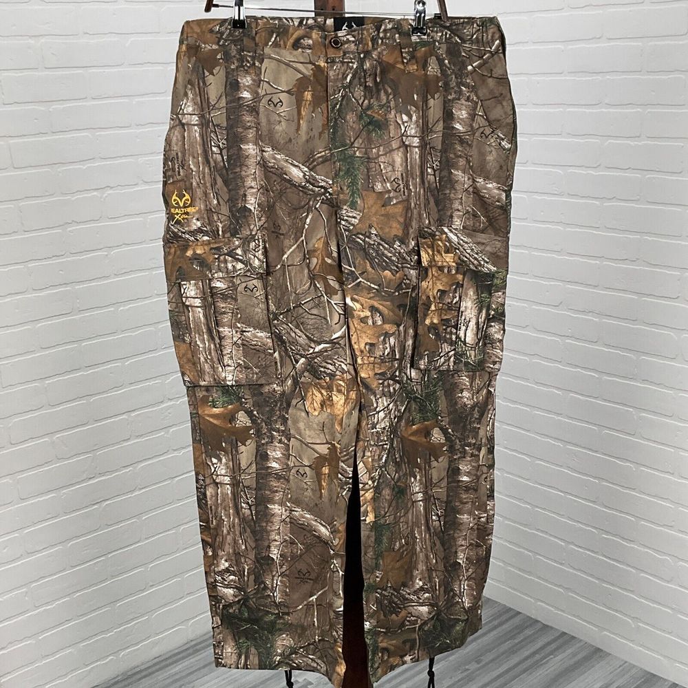 Realtree Xtra Pants 40/42 XLarge Brown Woodland Camo Cargo Cotton Hunt‎